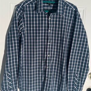 Classic Navy Plaid Button-Down Shirt